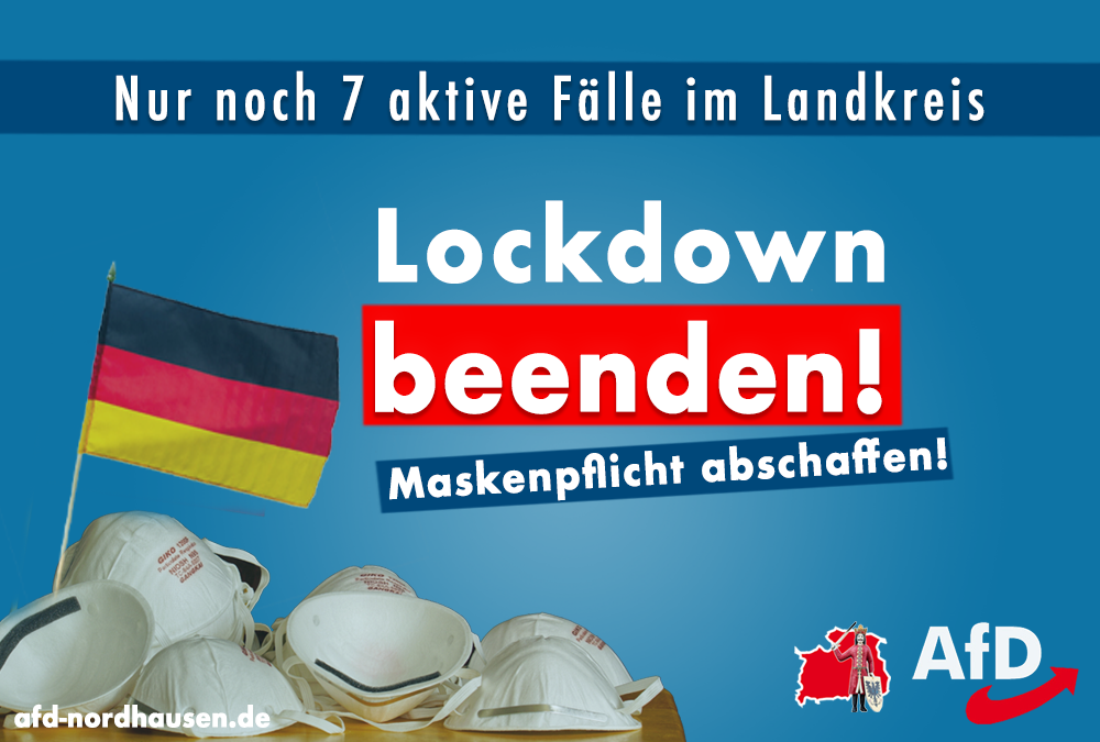 Nordhausen: Lockdown beenden, Maskenpflicht abschaffen!